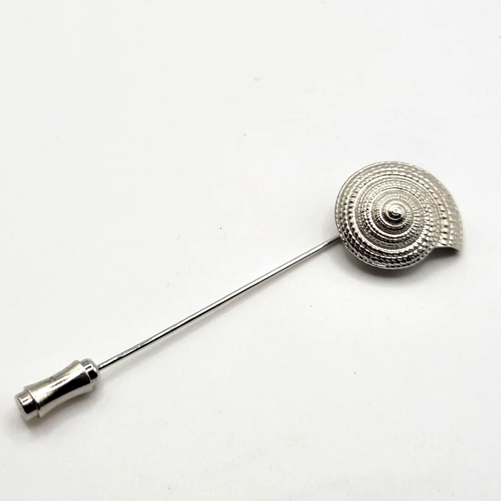VTG "Crown" Trifari Shell Stick Pin Brooch | Silver Tone | SIGNED - Picture 1 of 6